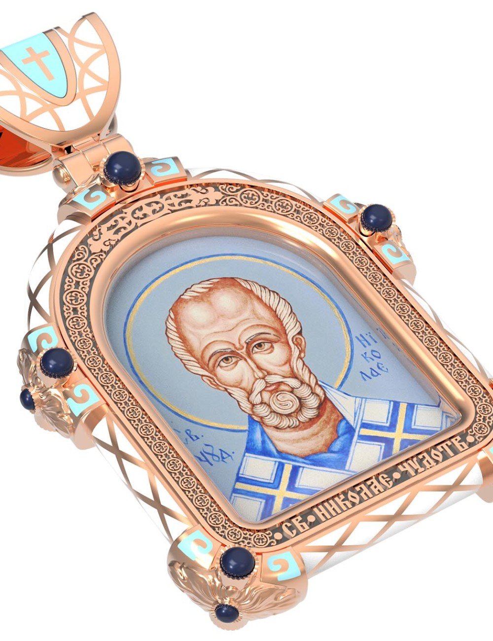 Образок из золота c эмалью и иконописью