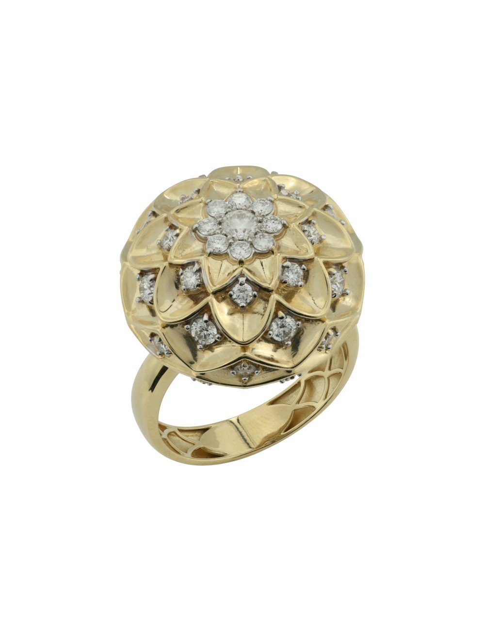 Кольцо из лимонного золота c бриллиантами