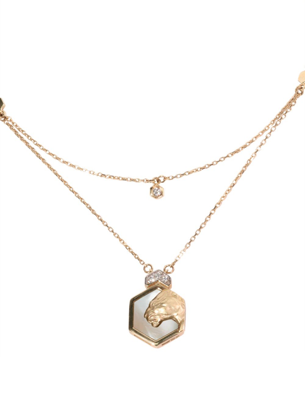 Колье из золота c бриллиантами и перламутром