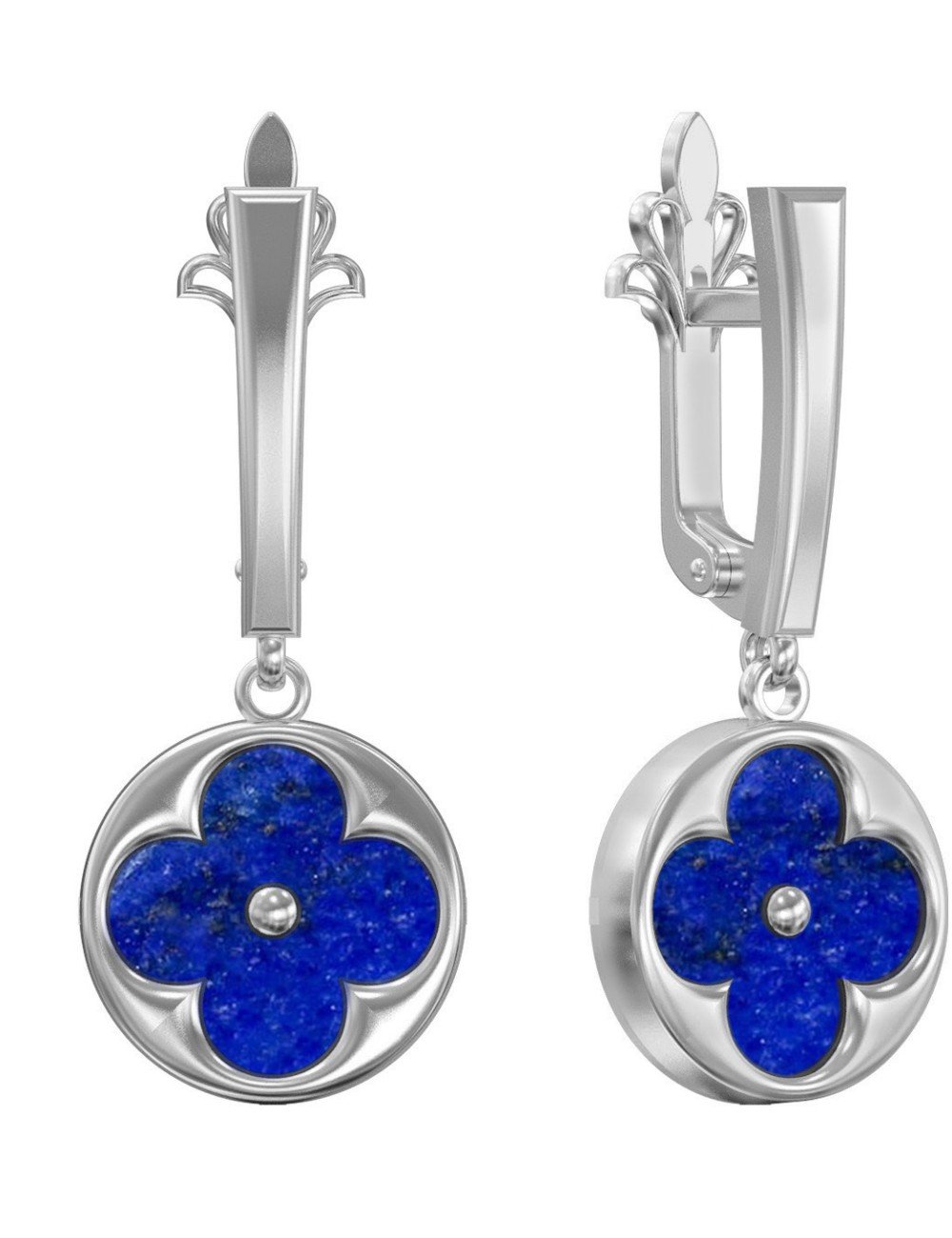 Серьги из белого золота c лазуритом