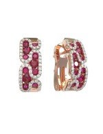 Серьги из золота c бриллиантами и рубином