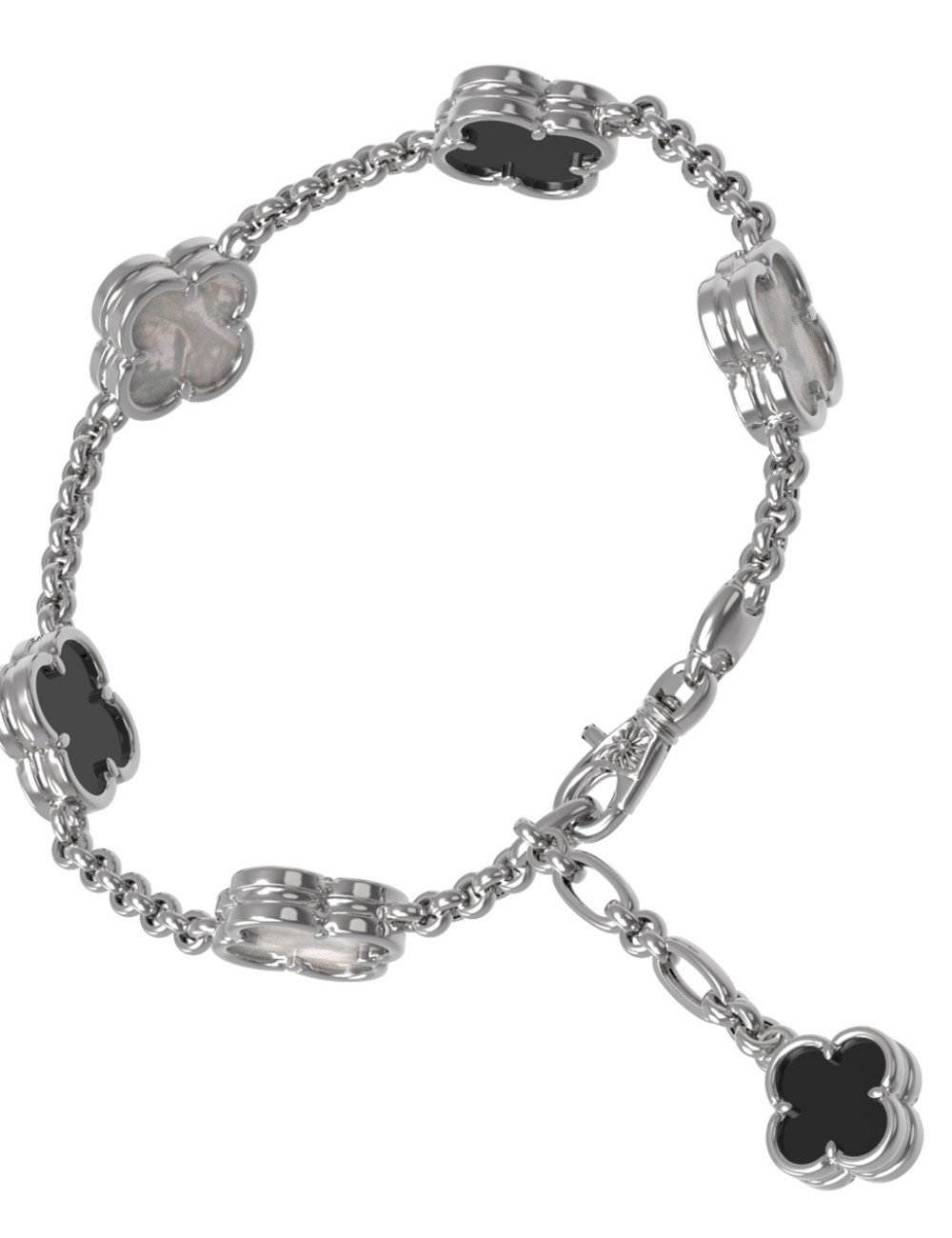 Браслет из белого золота c ониксом и перламутром