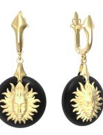 Серьги из лимонного золота c ониксом