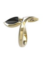 Кольцо из лимонного золота c ониксом и перламутром