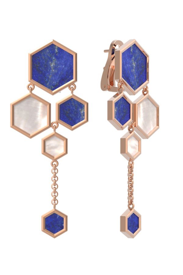 Серьги из золота c лазуритом и перламутром