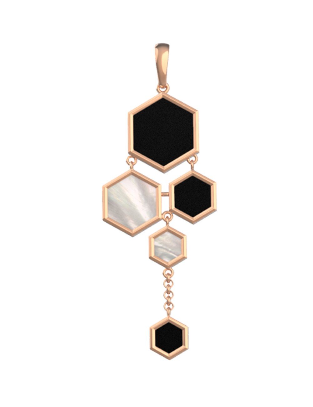 Подвеска из золота c ониксом и перламутром