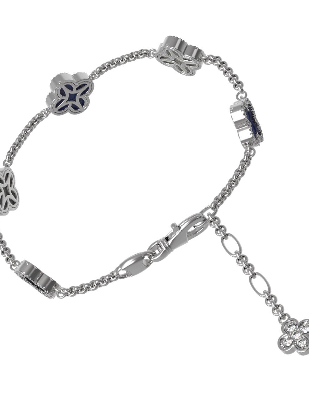 Браслет из белого золота c бриллиантами, лазуритом и перламутром