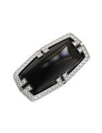 Кольцо из белого золота c бриллиантами, рубином и ониксом