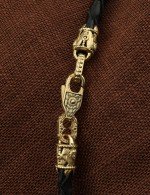 Гайтан из лимонного золота c кожаным шнурком