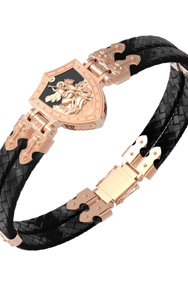 Браслет из золота c шнурком и ониксом