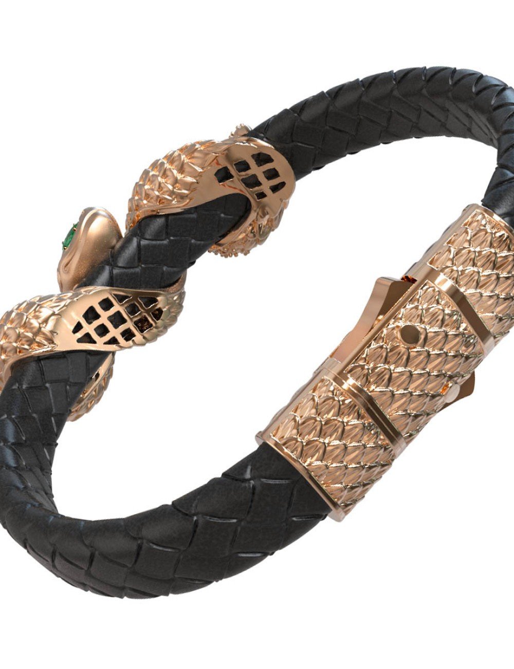 Браслет из золота c бриллиантами, изумрудом и шнурком