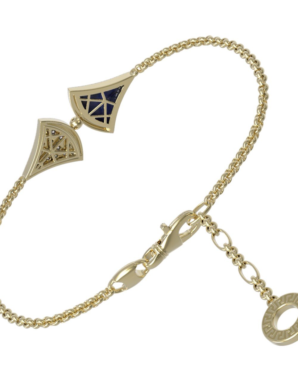 Браслет из лимонного золота c бриллиантами и лазуритом