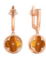 Серьги из золота c тигровым глазом