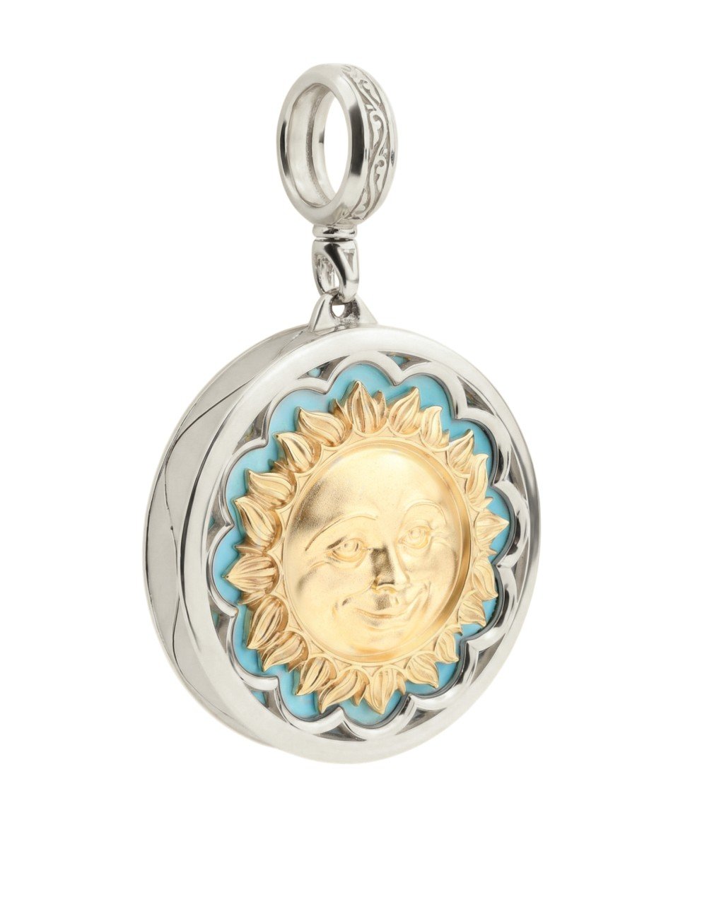 Подвеска из белого золота c бирюзой и лазуритом