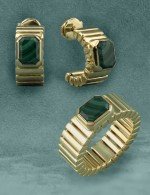 Серьги из лимонного золота c малахитом