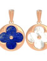 Подвеска из золота c лазуритом и перламутром