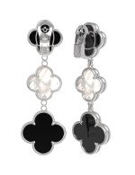 Серьги из белого золота c ониксом и перламутром