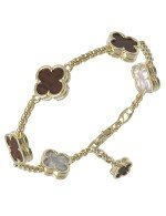 Браслет из лимонного золота c тигровым глазом и перламутром