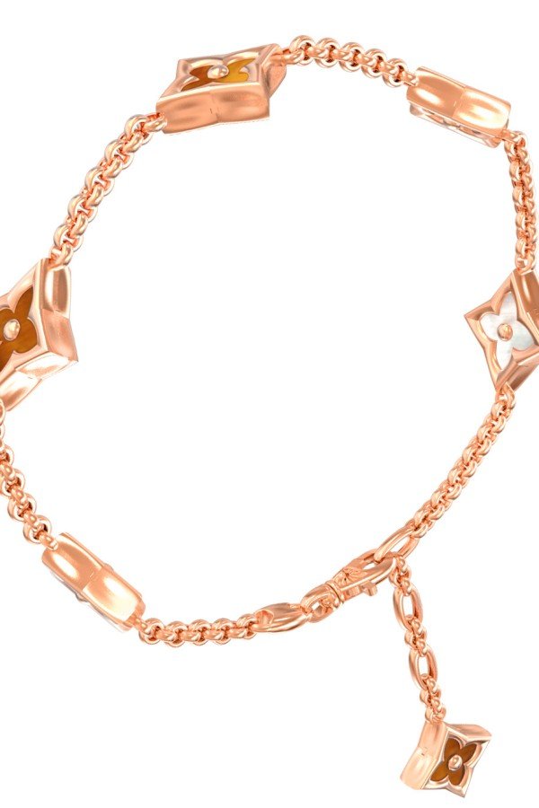 Браслет из золота c тигровым глазом и перламутром