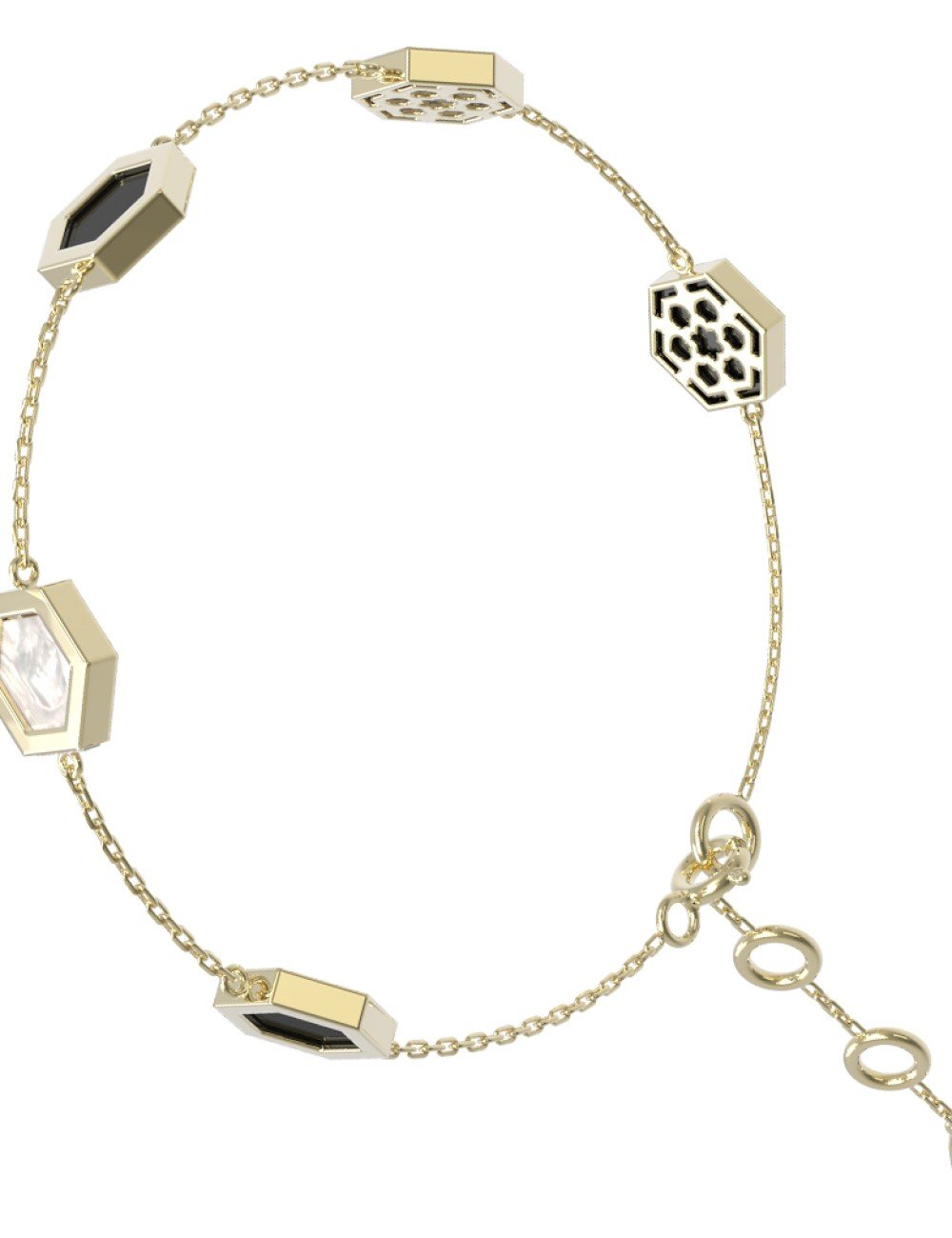 Браслет из лимонного золота c ониксом и перламутром