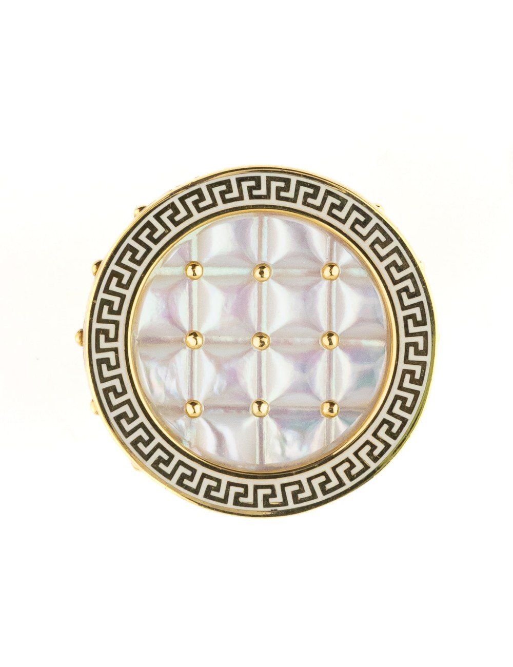 Кольцо из лимонного золота c эмалью и перламутром