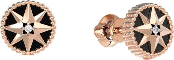 Серьги из золота c бриллиантами и ониксом