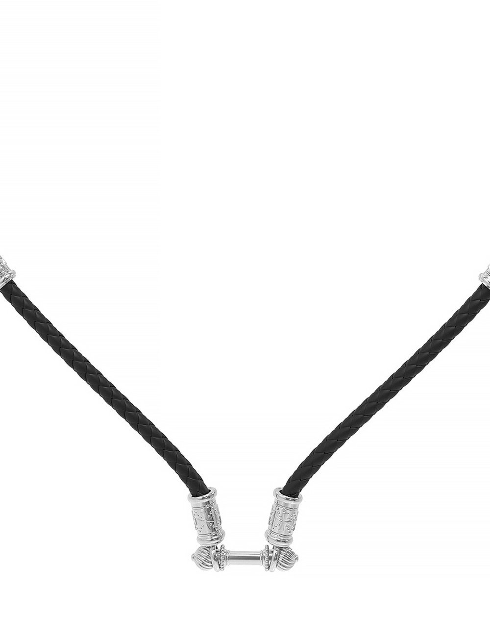 Гайтан из белого золота c кожаным шнурком