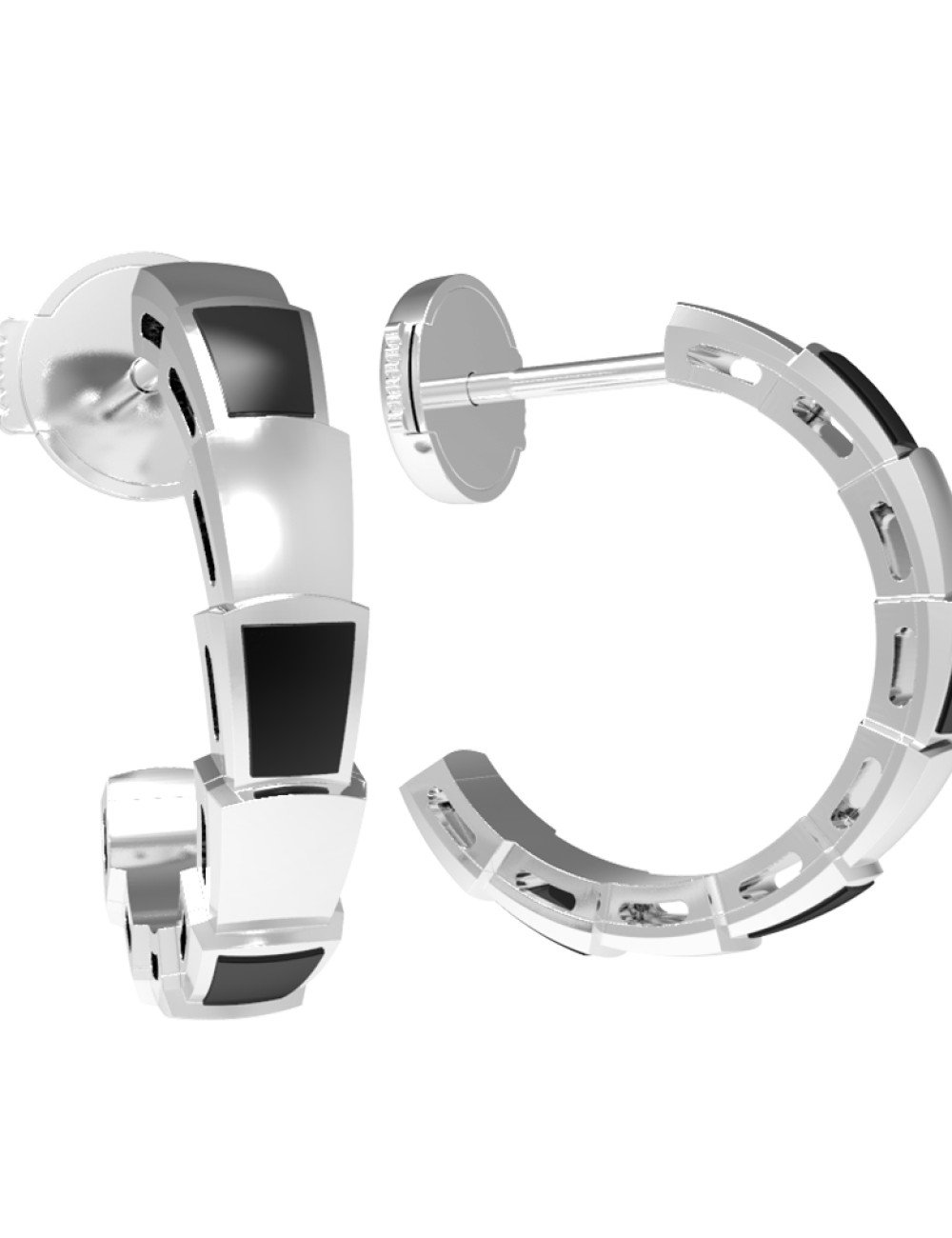 Серьги из белого золота c ониксом