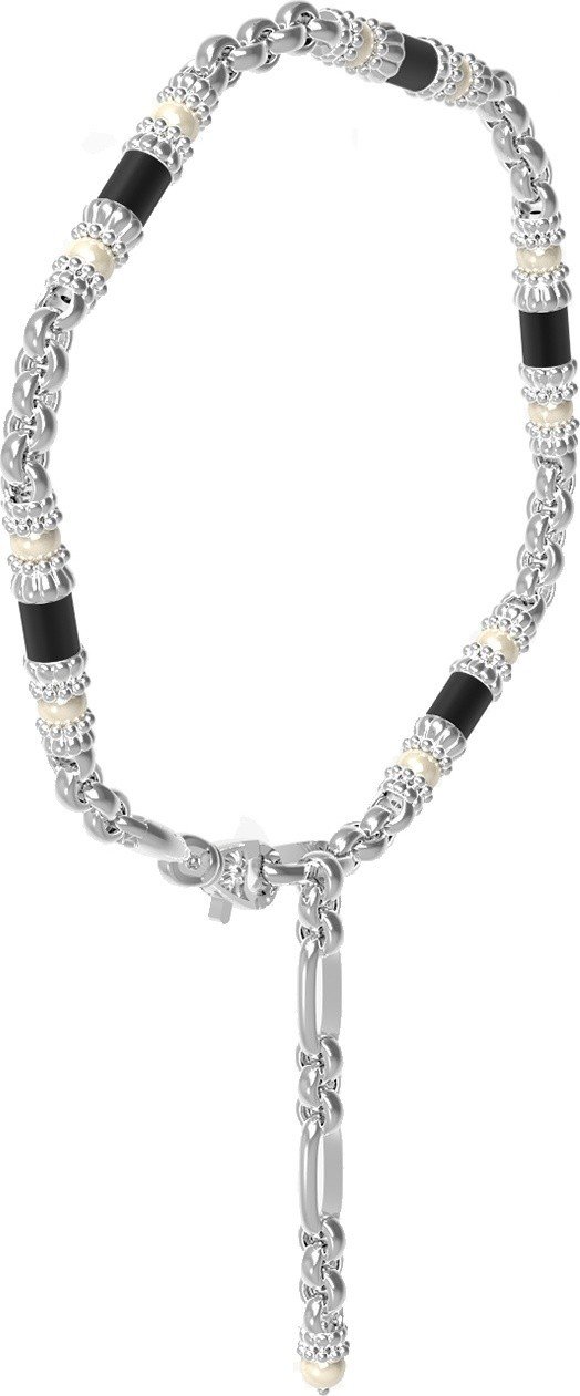 Браслет из белого золота c жемчугом и ониксом