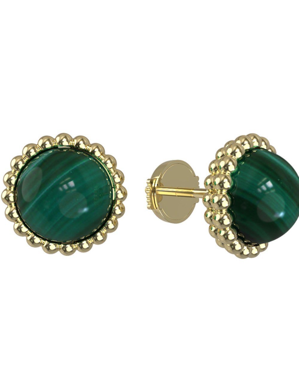 Серьги из лимонного золота c малахитом