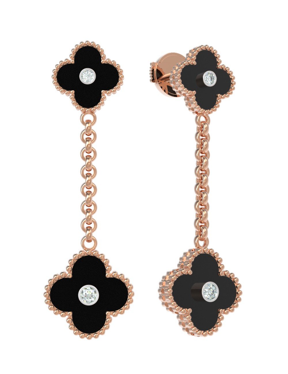 Серьги из золота c бриллиантами и ониксом