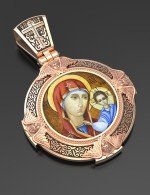 Образок из золота c эмалью и иконописью