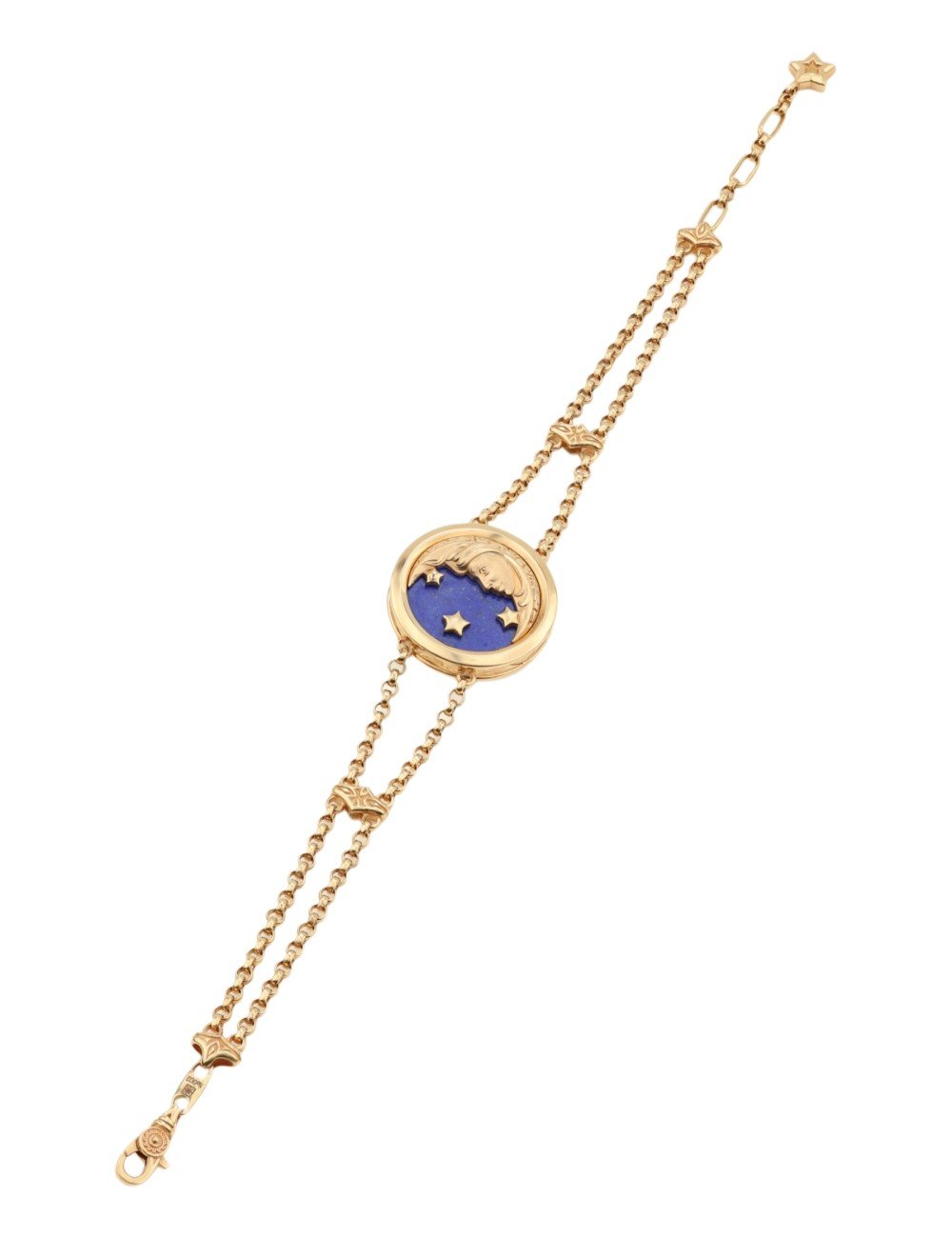 Браслет из лимонного золота c бирюзой и лазуритом