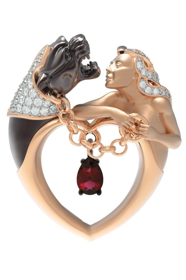 Подвеска из золота c фианитом и гранатом