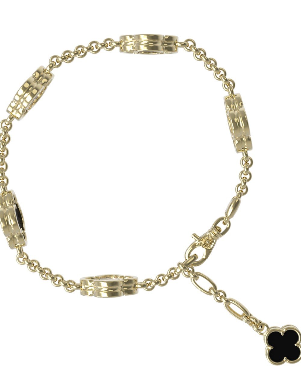 Браслет из лимонного золота c ониксом и перламутром