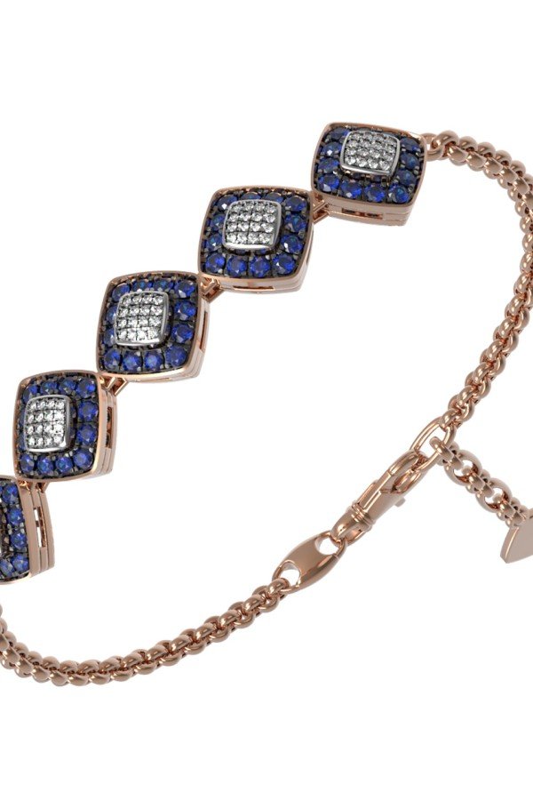 Браслет из золота c бриллиантами и сапфиром