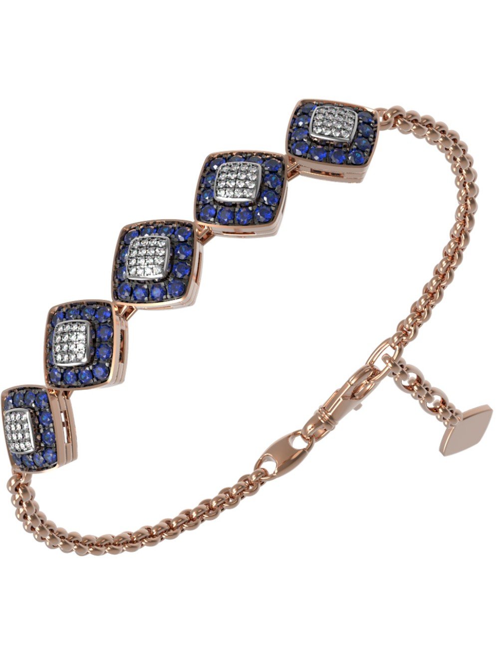 Браслет из золота c бриллиантами и сапфиром