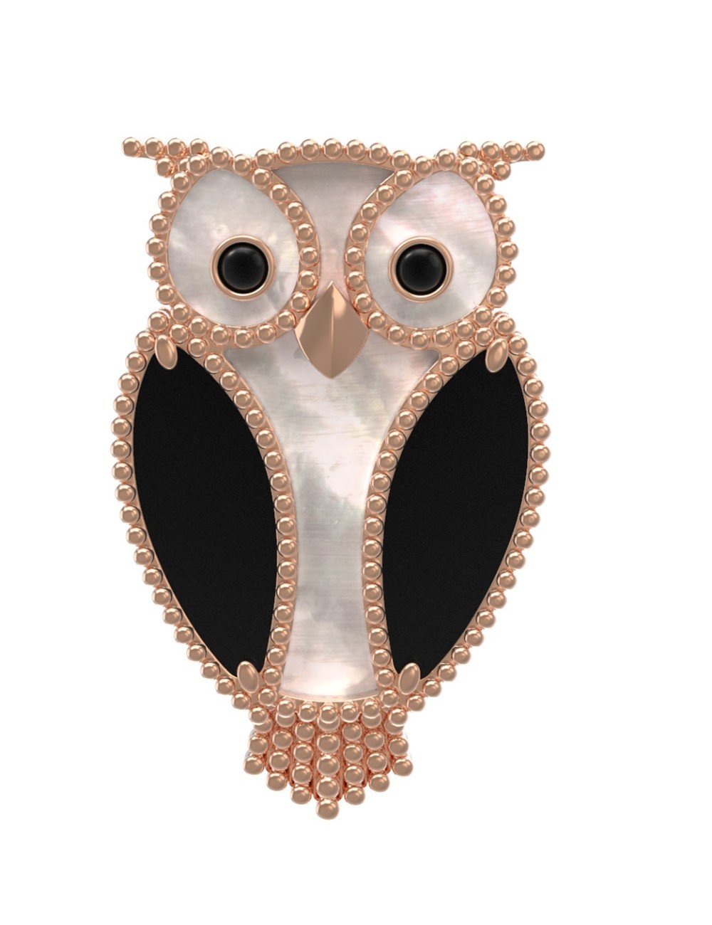 Брошь из золота c эмалью, ониксом и перламутром