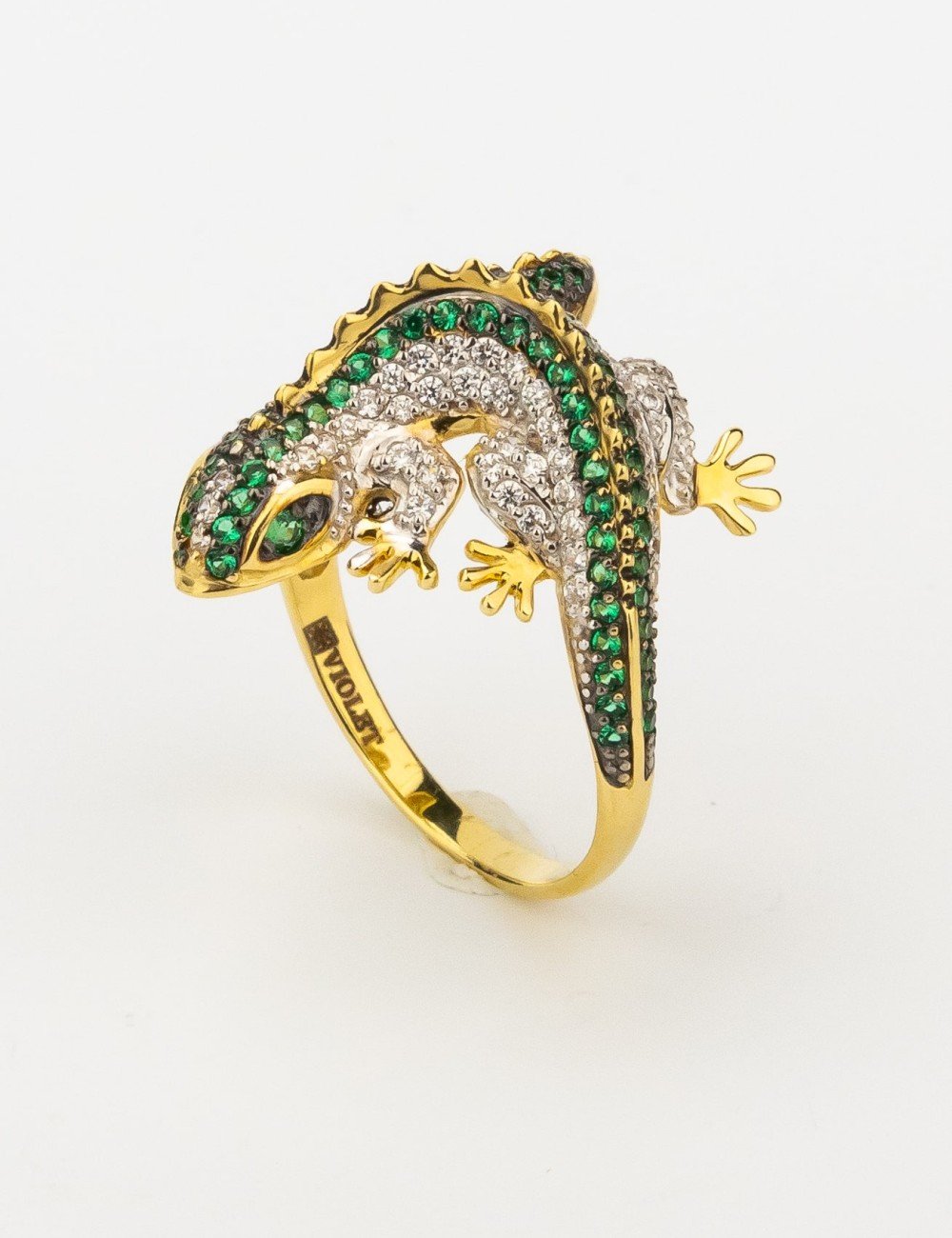 Кольцо из лимонного золота c фианитом