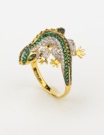 Кольцо из лимонного золота c фианитом