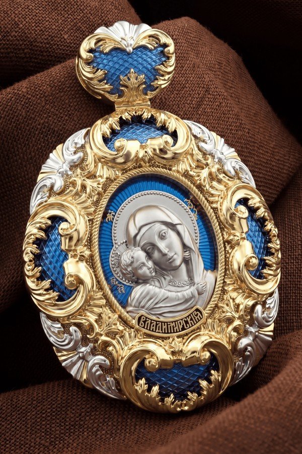 Образок из лимонного золота c эмалью