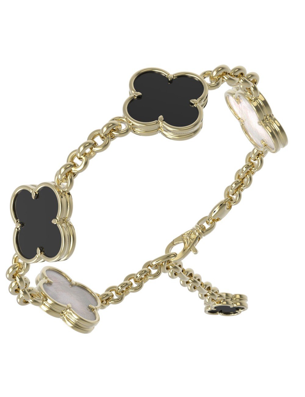 Браслет из лимонного золота c ониксом и перламутром