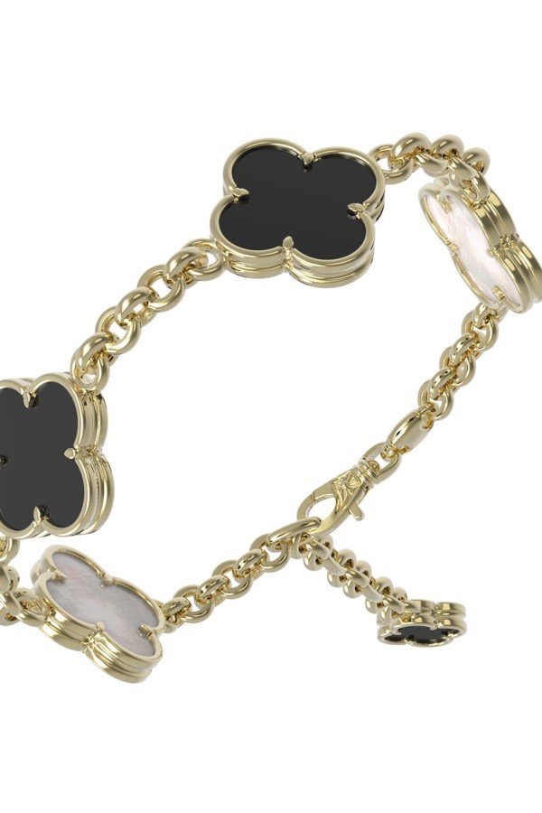 Браслет из лимонного золота c ониксом и перламутром