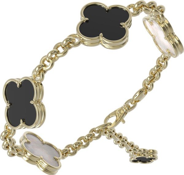 Браслет из лимонного золота c ониксом и перламутром