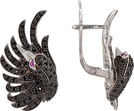 Серьги из белого золота c фианитом