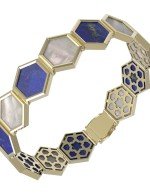 Браслет из лимонного золота c лазуритом и перламутром