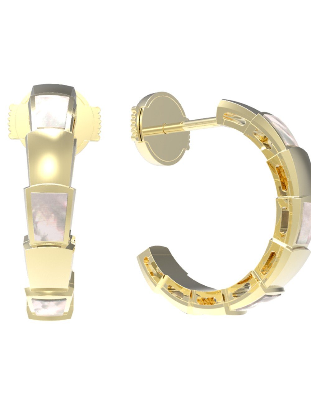 Серьги из лимонного золота c перламутром