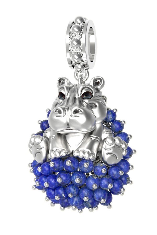 Подвеска из белого золота c эмалью и лазуритом