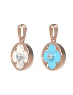 Подвеска из золота c бриллиантами, бирюзой и перламутром