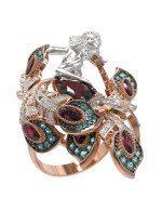 Кольцо из золота c фианитом и гранатом